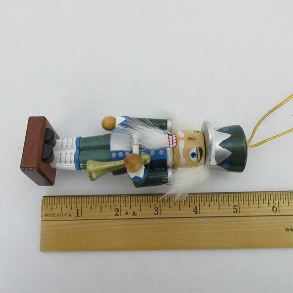 5” Wood Soldier and 3” Blown Glass Nutcracker Christmas Tree Ornaments Set of 2 - Picture 7 of 9